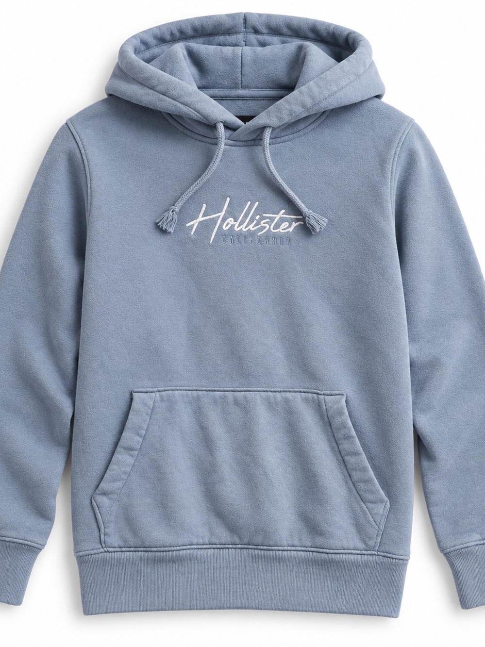 Hollister Men's Light Blue Logo Hooded Sweatshirt